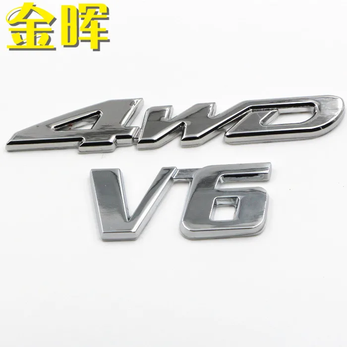 

4WD Raider Buggies Sign 4WD V6 Metal Car Stickers Car Standard Modified Posted Cool Car Stickers off-Road Logo