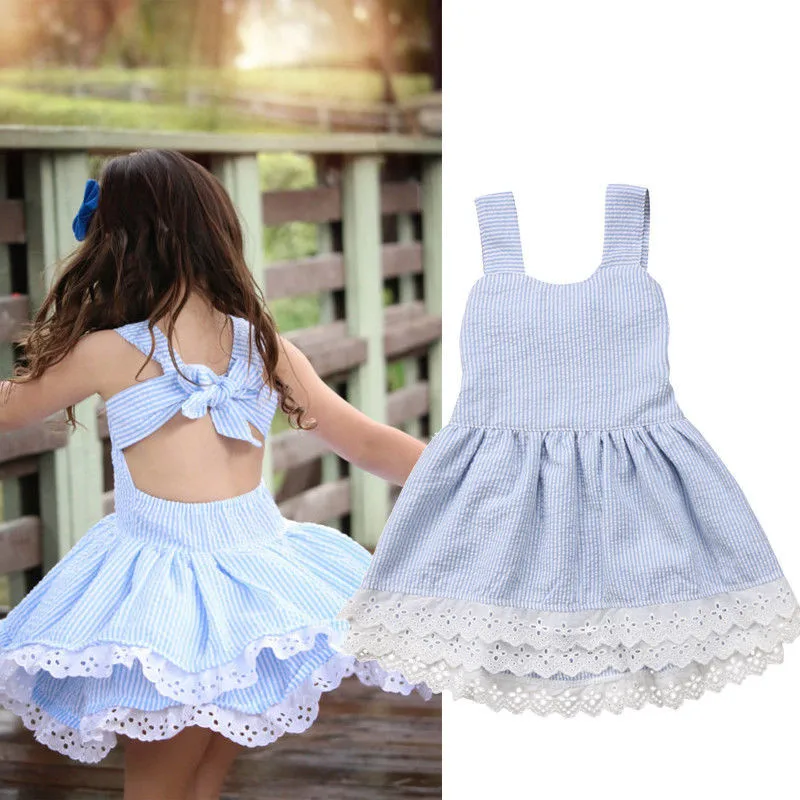 

Baby Toddler Kids Girls Sleeveless Dress Summer Sundress Party Dresses 1-5Years Party 1 birthday Dress Wedding Baby Dress