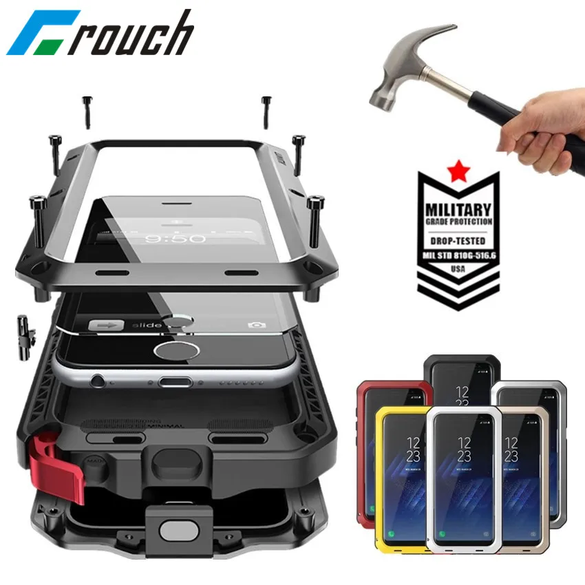 Heavy Duty Protection armor Metal Aluminum phone Case For Samsung Galaxy S9 S8 Plus S4 S5 S6 S7 edge Note 8 5 4 Shockproof Cover