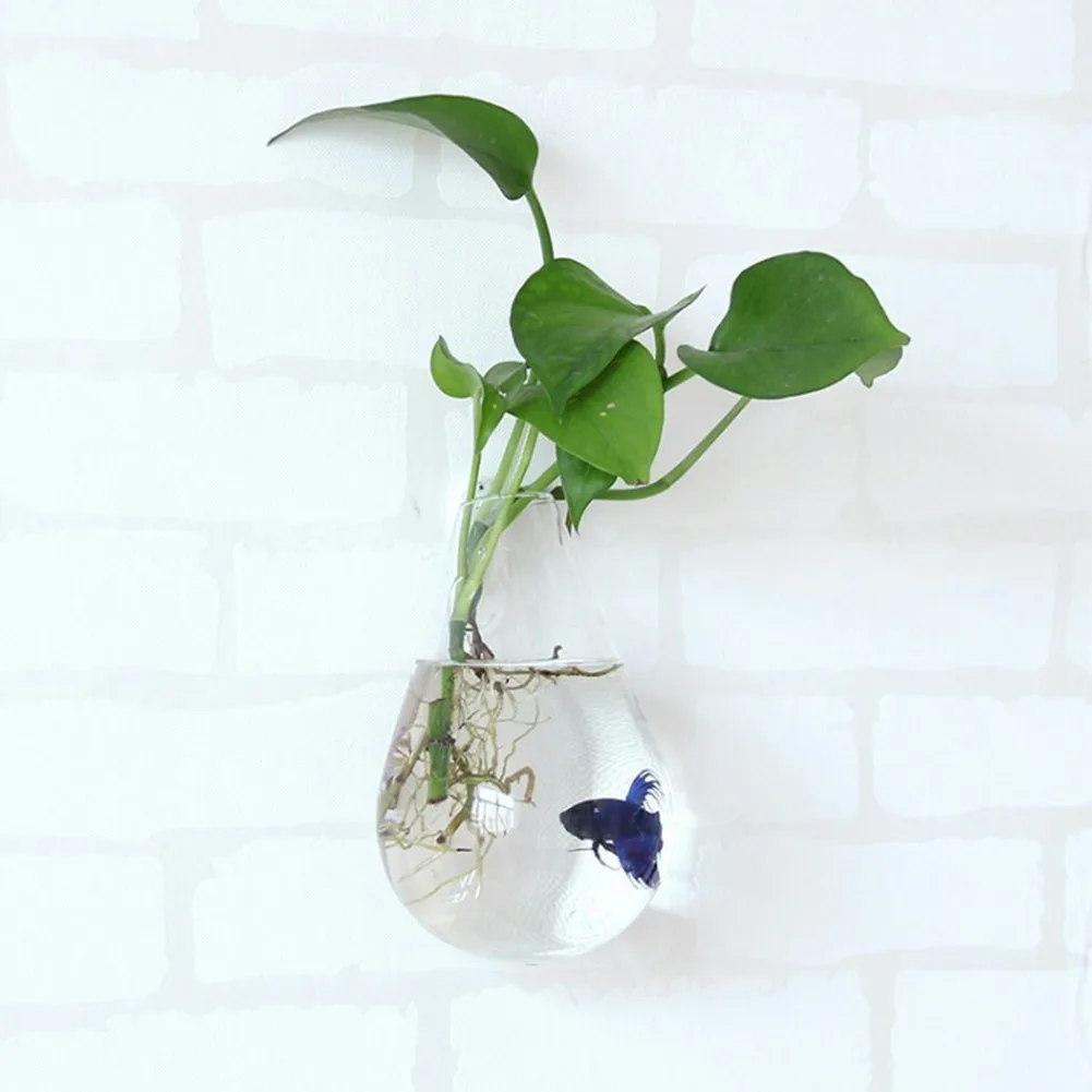 

New Wall Clear Glass Hanging Angel Shape Flower Plant Stand Wall Vase Decor Gift Suspended Hydroponics Vase Borosilicate Glass