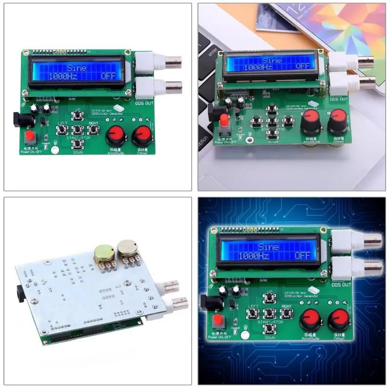 1 Гц-65534 Гц постоянного тока 7-9 V ЖК-дисплей Дисплей DDS Функция генератор сигналов Модуль пилообразной Треугольники волны синуса квадратный пилообразный сигнал