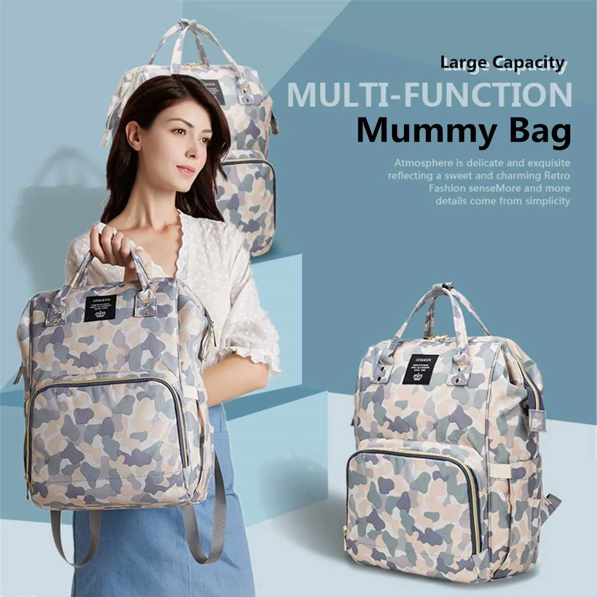 

Waterproof Oxford Cloth Mummy Backpacks Maternity Nappy Bag Large Capacity Diaper Bag Travel Backpack Nursing Bag for Baby Care