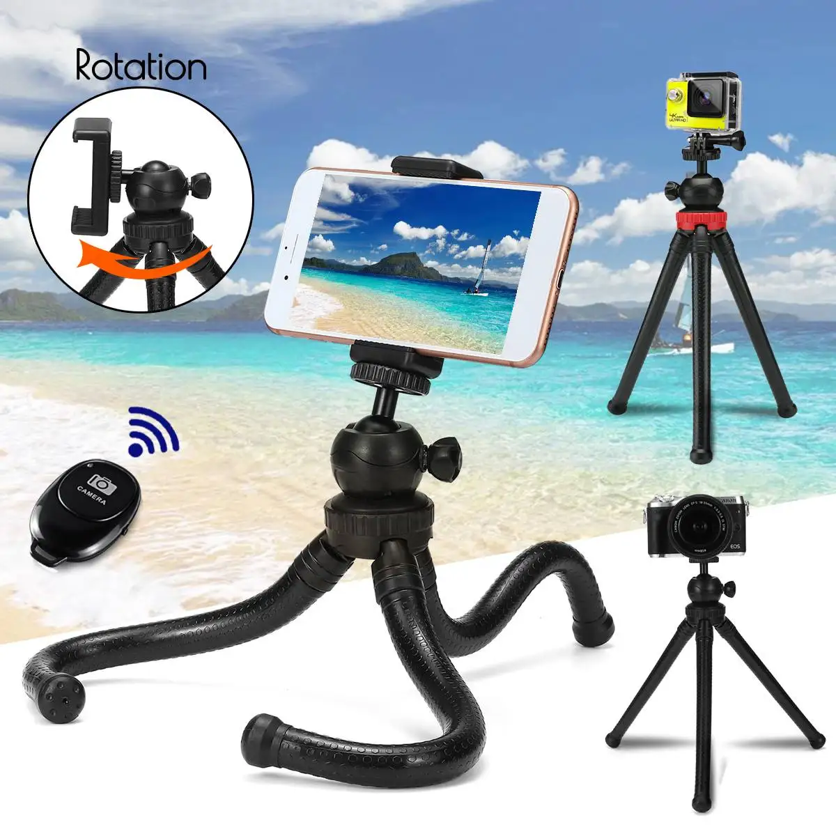 

Portable Flexible Octopus Tripod Stand Travel Mobile Phone Tripod Bracket Monopod Selfie Stick For iPhone DSLR Camera for Gopro