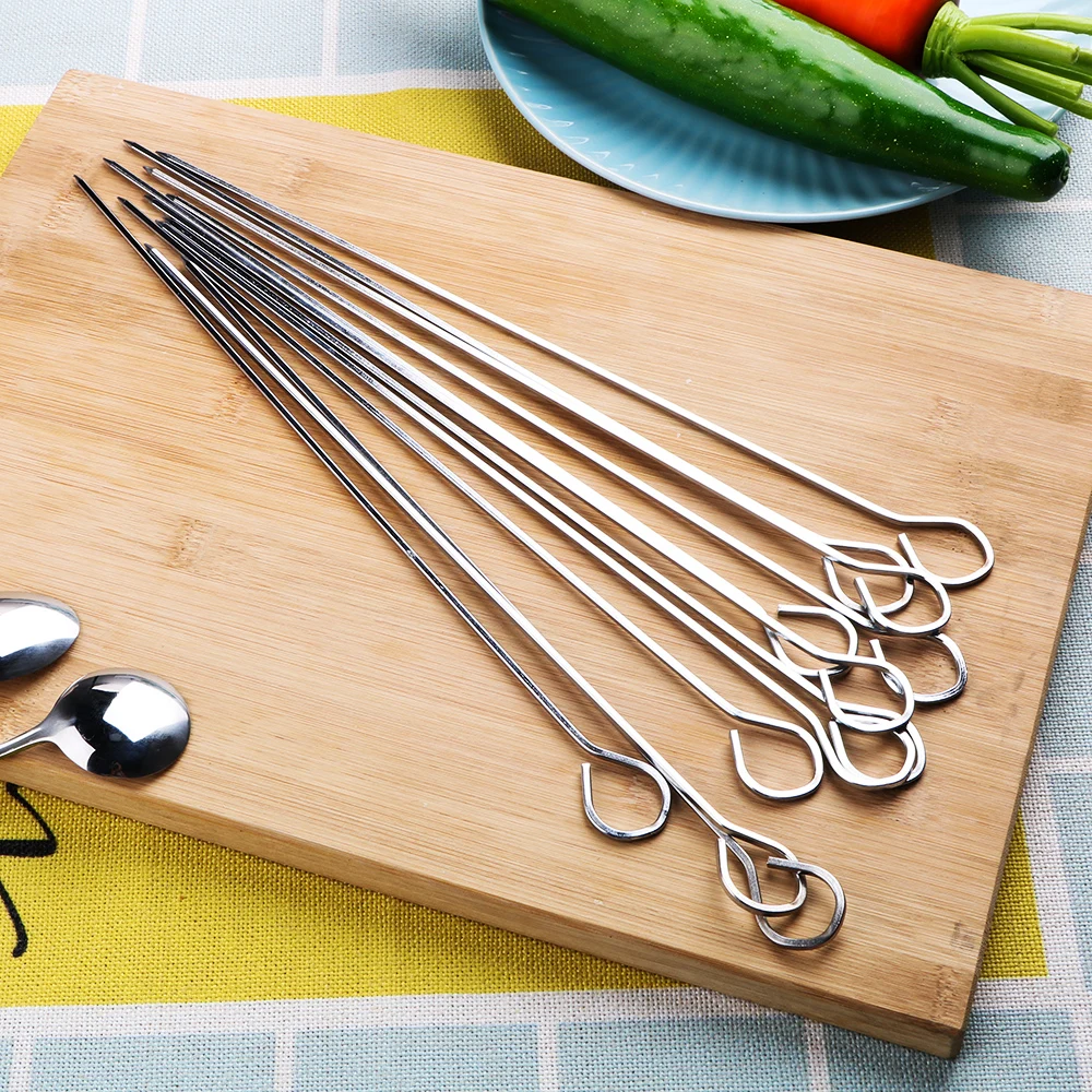 

12Pcs 30cm Iron Utensil Fork Outdoor Camping Picnic Tools Barbeque Skewers Needle Easily Clean BBQ Needle Tool