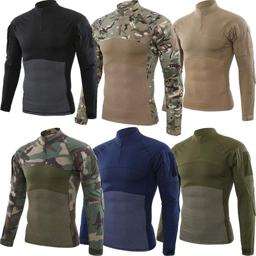 

SQING Military Tactical Uniform Combat Camouflage Plus Size Army Clothes Men Training Militar Wear US Army Work Clothes Men Tops