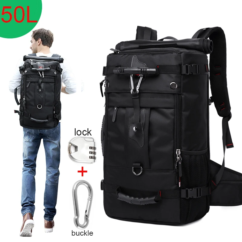 santiago black travel backpack 50l