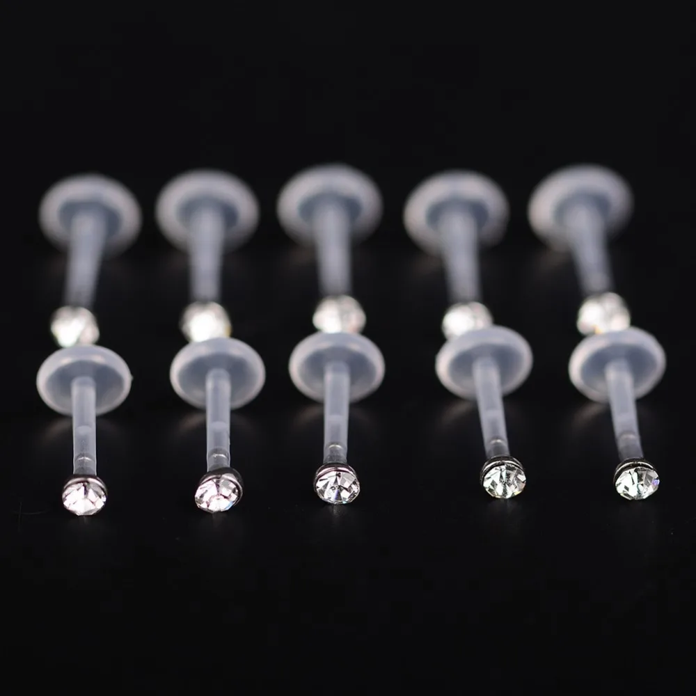 Реальное кольцо для носа 10 шт. из гибкого биопласта Labret губ Женское хрящ шпильки