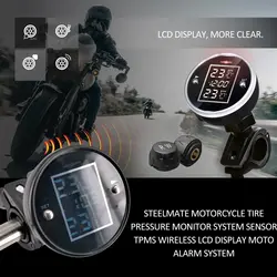 Steelmate мотоцикл шины давление мониторы системы сенсор TPMS Беспроводной ЖК дисплей Moto сигнализации Авто интимные аксессуары