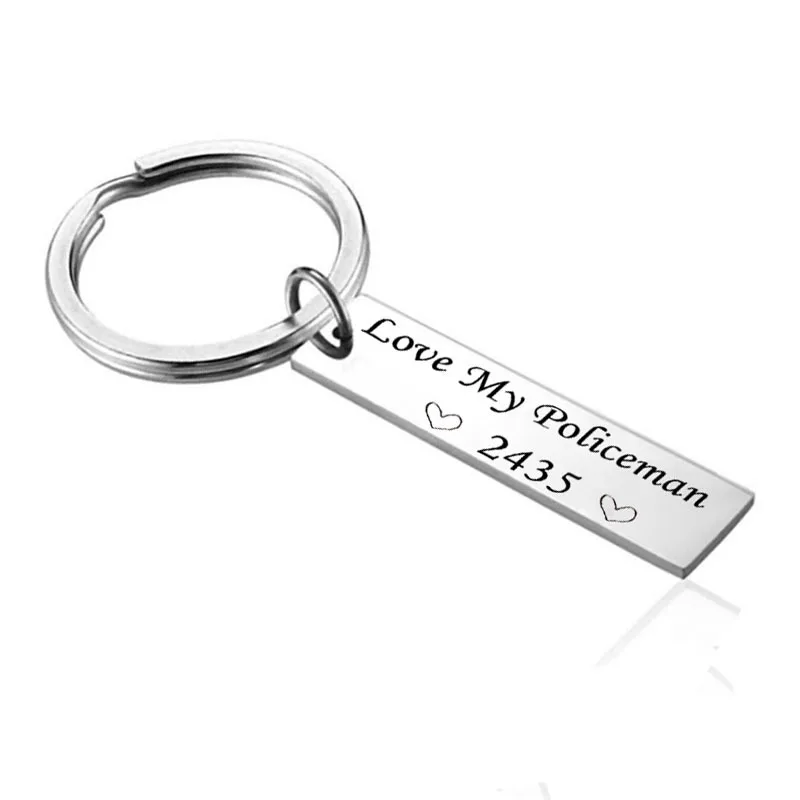 Police Wife Gift - Love My Policeman Officer Key Chain Badge Number Cuffs Hat Stamped Keyring Chains | Украшения и аксессуары