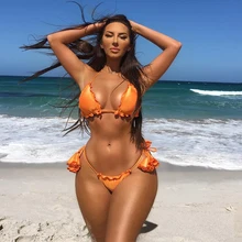 Сексуальный бандажный купальник, Женский мягкий бандажный купальник, Одноцветный купальник, треугольный купальный костюм, пуш-ап бикини, комплект