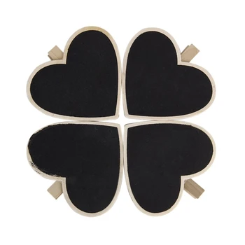 

8xheart-shaped blackboard wooden peg Photo / notebook / paper clip