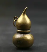Small Curio Chinese Bronze Lagenaria Siceraria Cucurbit Gourd Wealth Pendant 20pcs a bag gourd bonsai bottle gourd bonsai spoon lagenaria siceraria bonsai vegetable and fruit plants for garden