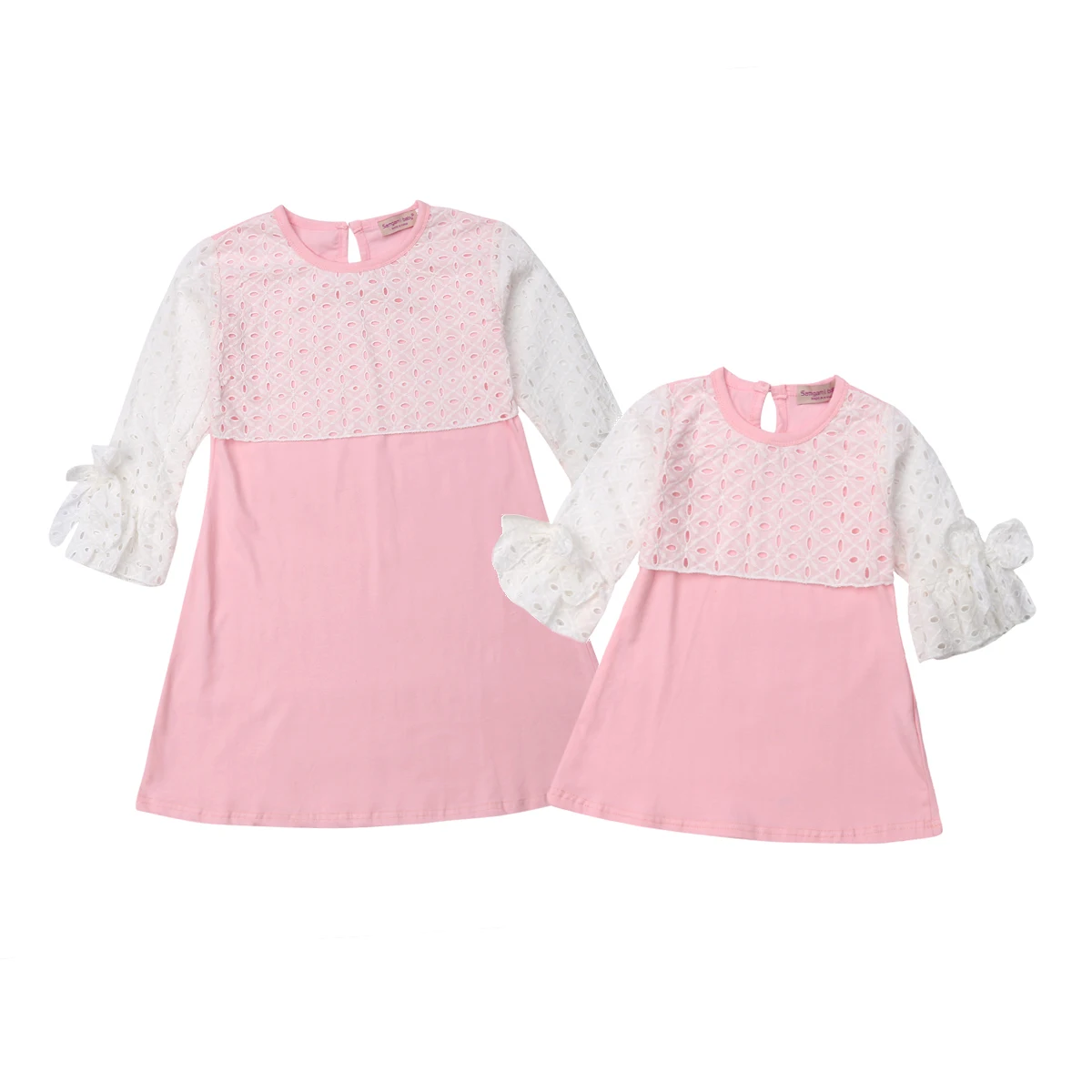 

Family Matching Outfit Clothes Dress Women Kid Baby Girl Lace Toddler Half Sleeve Dress