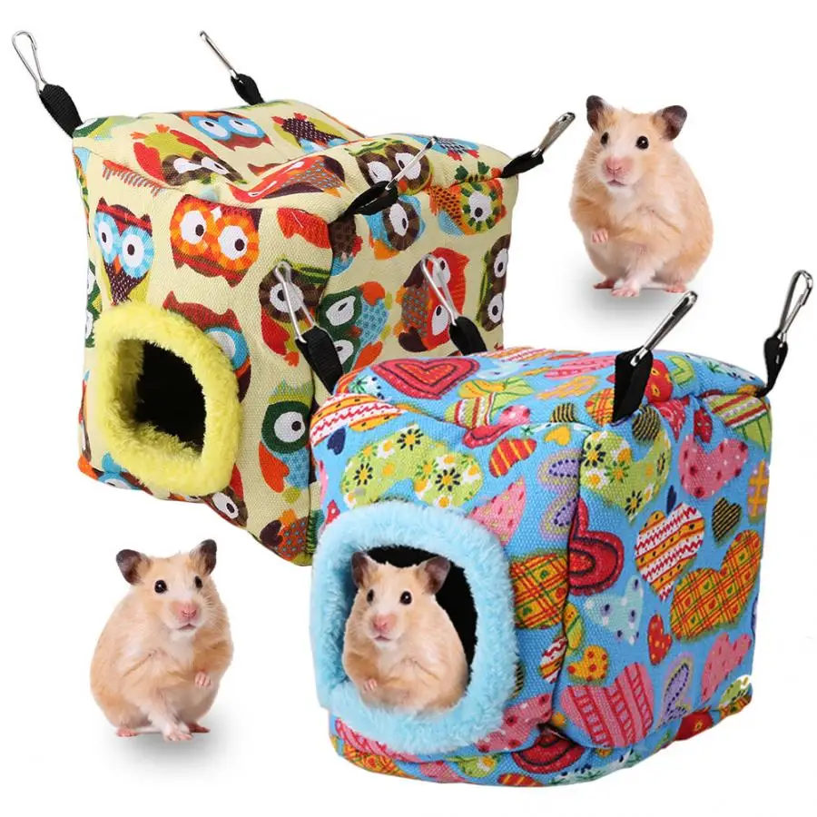 

Small Animals Soft Velvet Warm Plush Hamster Hanging House Parrot Nest Hammock Hanging Winter Birds Cage