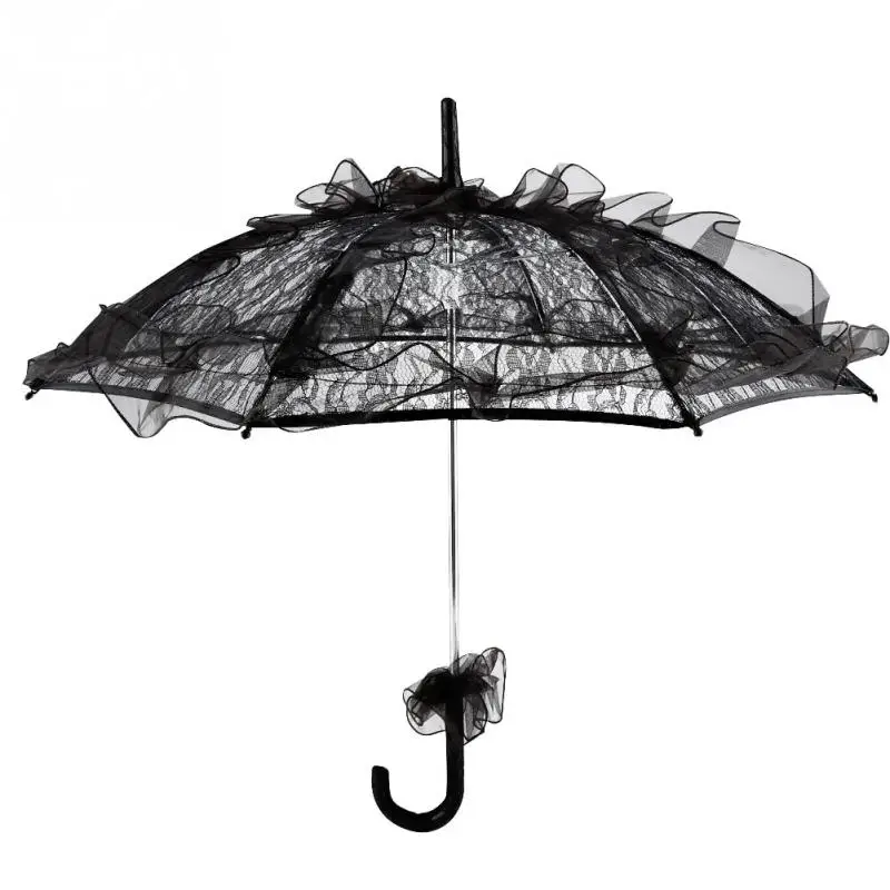 

Black Color Lace Umbrella Sun Umbrella Parasol for Lady Women Party Decor Dancing Photography Prop Creative Transparent