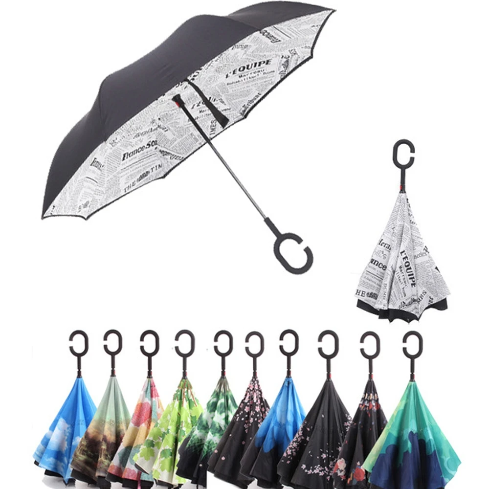 

New Reverse Umbrella Man Inverted Umbrella Umbrellas Handle Windproof Women Sun and Rain Anti UV invertido Paraguas Parapluie