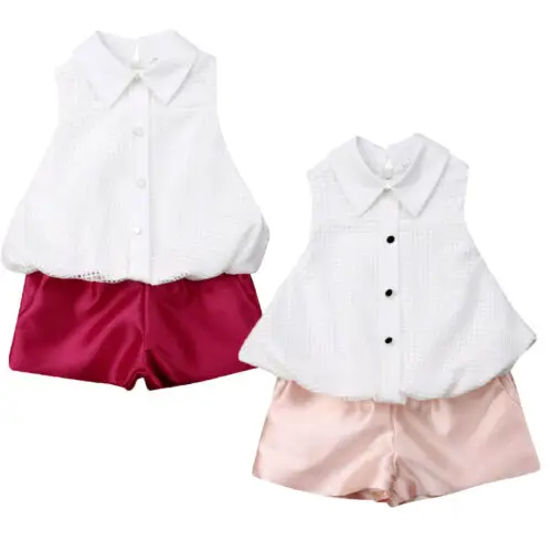 

Summer 2pcs Toddler Kid Baby Girl Clothes Ruffle T Shirt Tops Shorts Outfits Set Girl Clothes