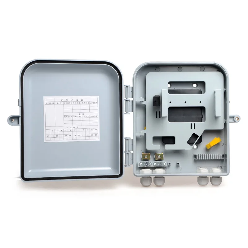 

Outdoor 24 core Optical Fiber Distribution Box Small With SC Adapter Pigtail 1 : 16 Optic Splitter FTTH CATV factory wholesale