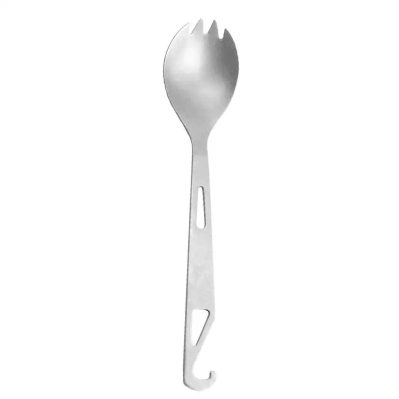 De múltiples funciones al aire libre Camping Picnic vajilla de titanio cubiertos cuchara cuchillo y tenedor abrelatas de botella portátil de juego de Picnic