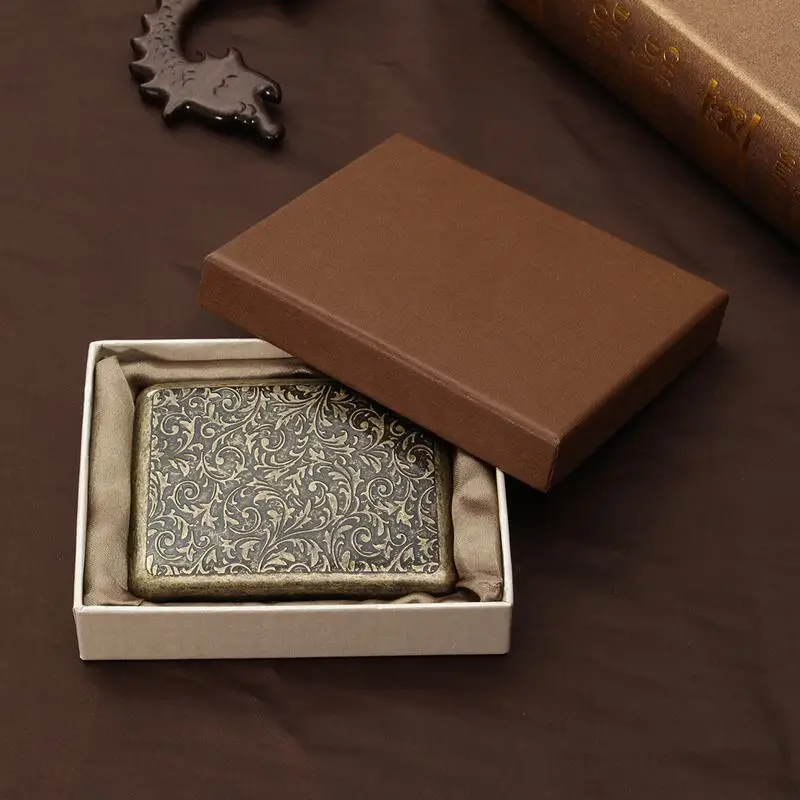 YKPuii металлический чехол для сигарет с подарочной коробкой для 20 шт винтажный Чехол для сигарет с подарочной коробкой металлические аксессуары для сигарет