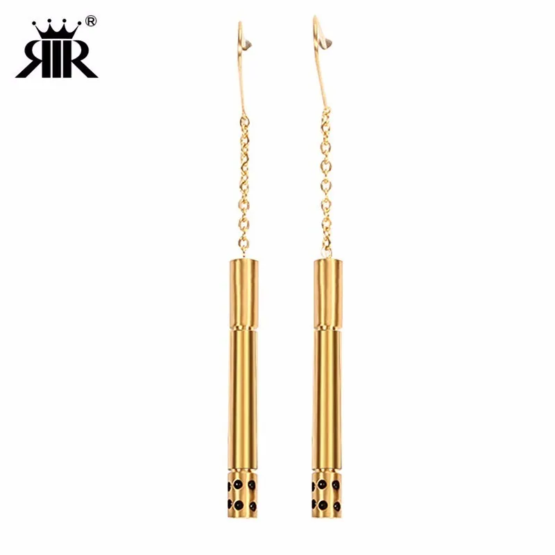 

RIR Stainless Steel Fashion Cylinder Earrings Geometric Creative Design Ladies Jewellery Drop Earrings Give Friends Gifts