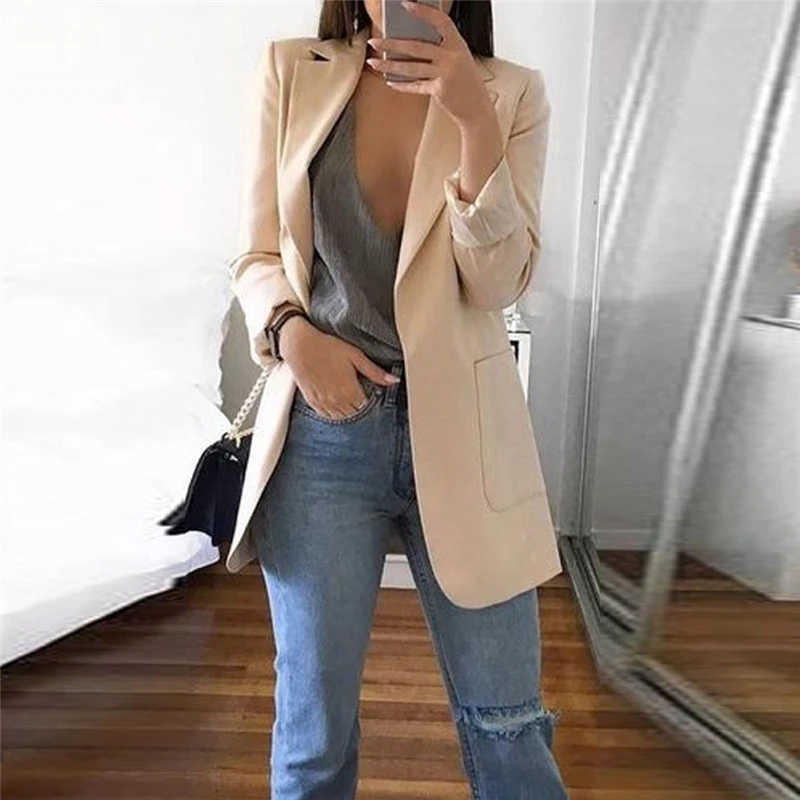

Women Blazers Jackets 2019 Blaser Female Elegant Blazer Suit Long Sleeve Slim Fit Coat Blazers Office Lady Casual Business Suit