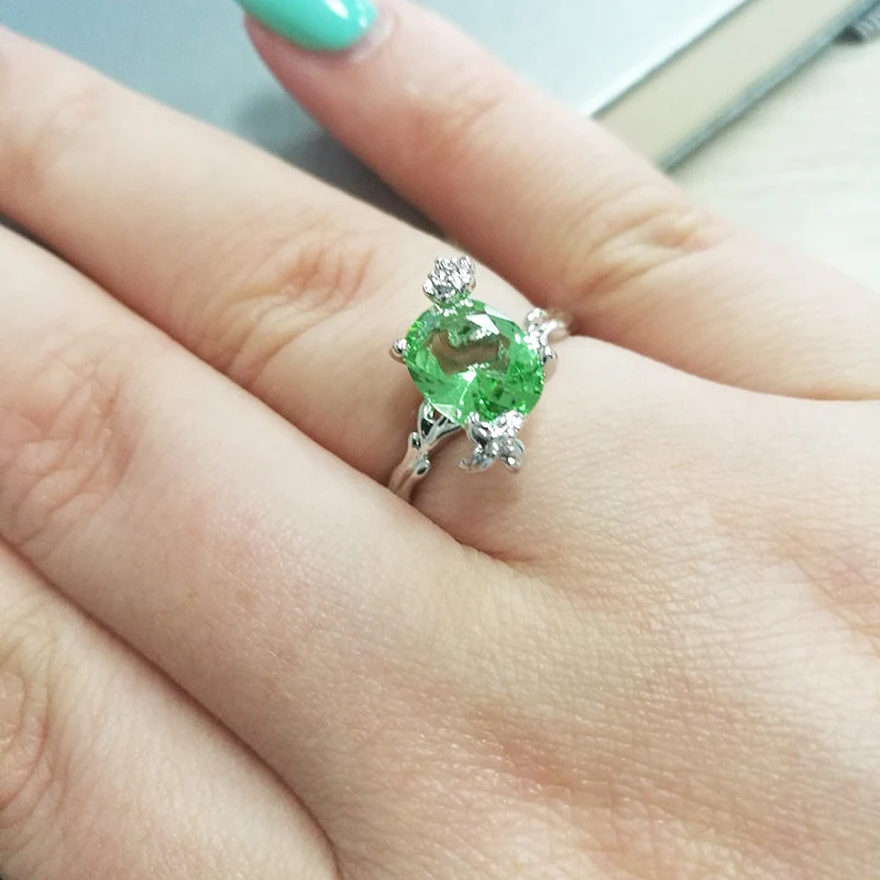 

2018 New Arrival Ring Allergy Free 1PC Free Shipping Korean Branch Green Gem Stone Crystal Literature and art Birthday Party