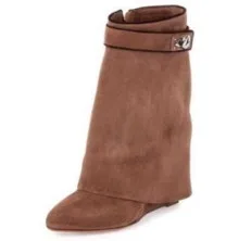 Cuir Croissante Noir Compensées En As Picture Picture Printemps Mode as De Bottes Hauteur Requin Femmes Glissière Solide Fold Design Latérale Chaussures Hiver Mi mollet jLqzSVMUpG