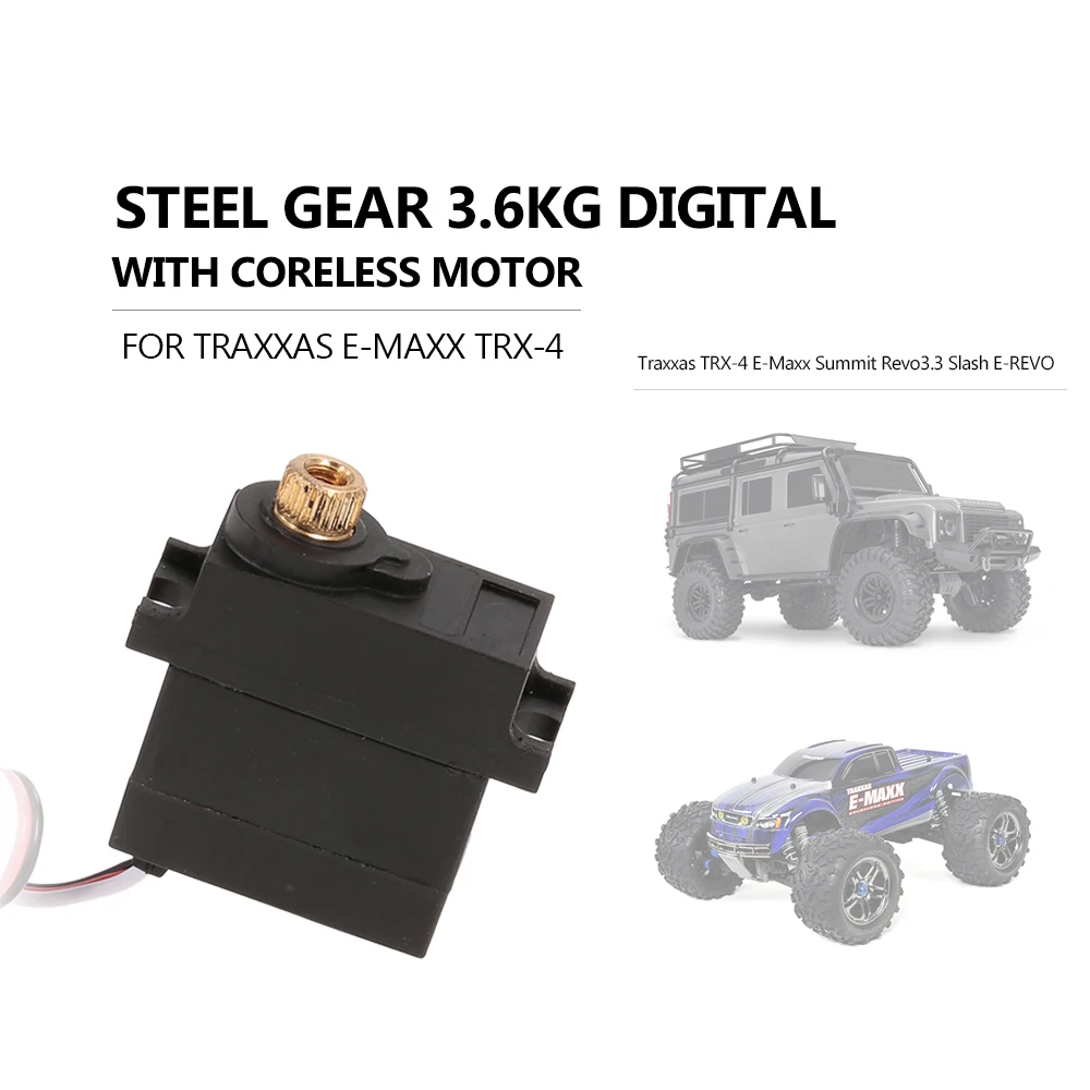 

3.6KG Digital Waterproof Servo With Steel Gear for Traxxas TRX-4 E-Maxx Summit Revo3.3 Slash E-REVO RC Car Parts