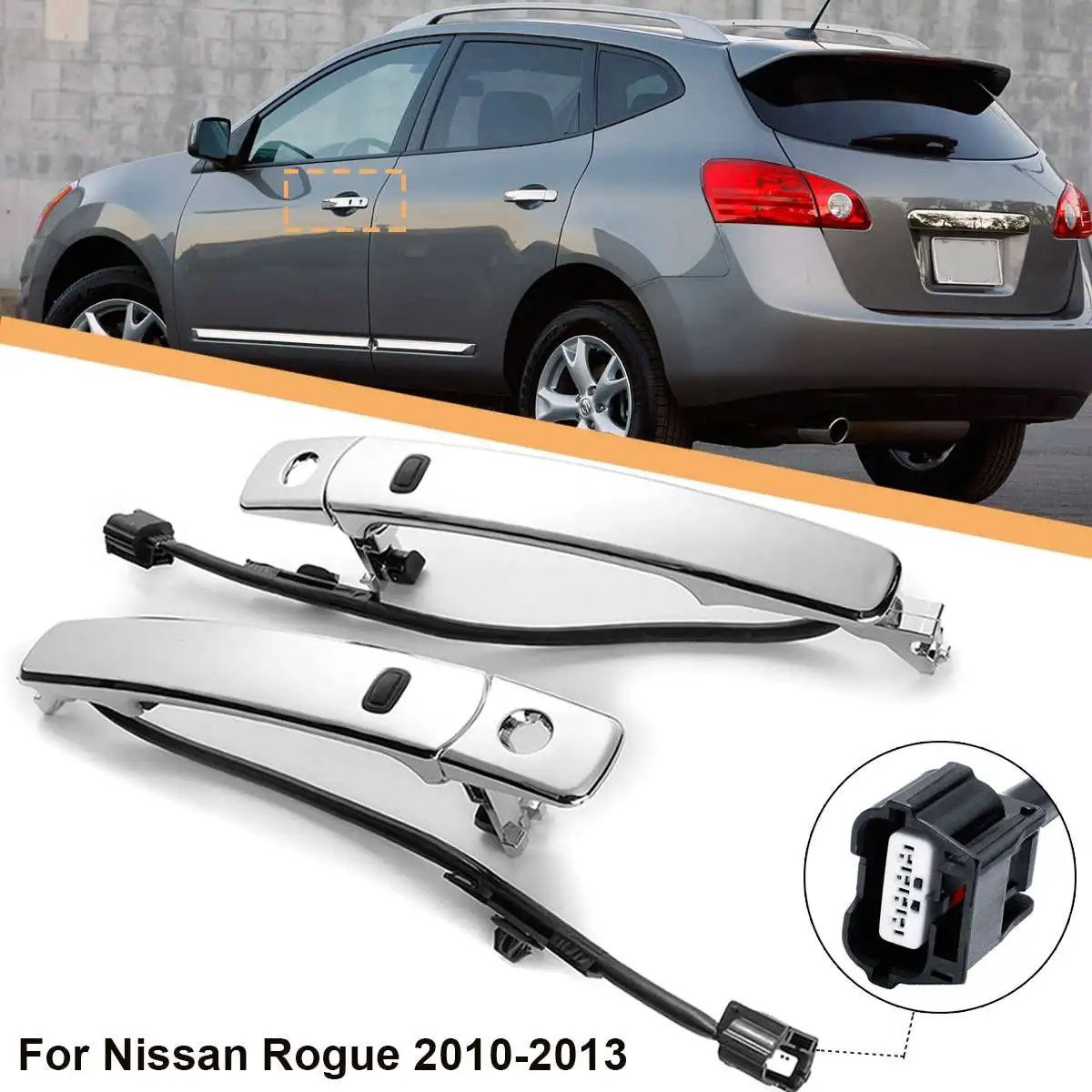 

Front Left / Right Outside Chrome Door Handle Smart Entry For Nissan Rogue 2010 2011 2012 2013