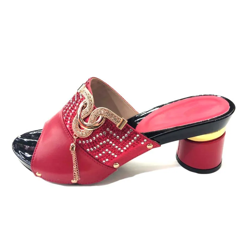 

Crystals decoration in Summer High Heel Shoes not Matching Bag Set African Woman Shoes without bag For Evening Party