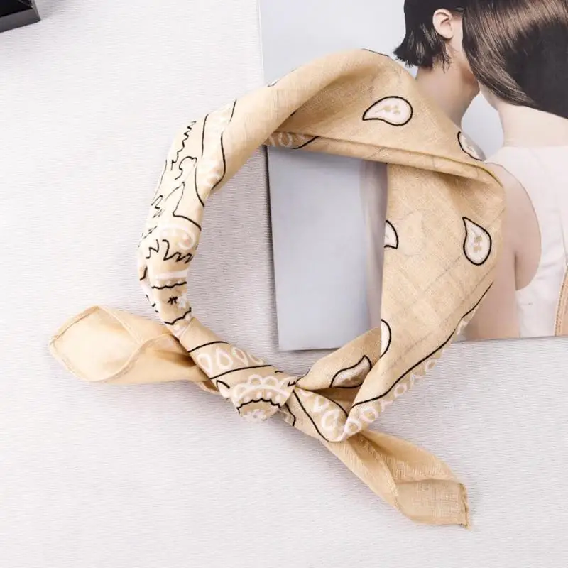 Hip Hop Unisex Women Men Shawl Cashew Flower Print Square Scarf Hair Band