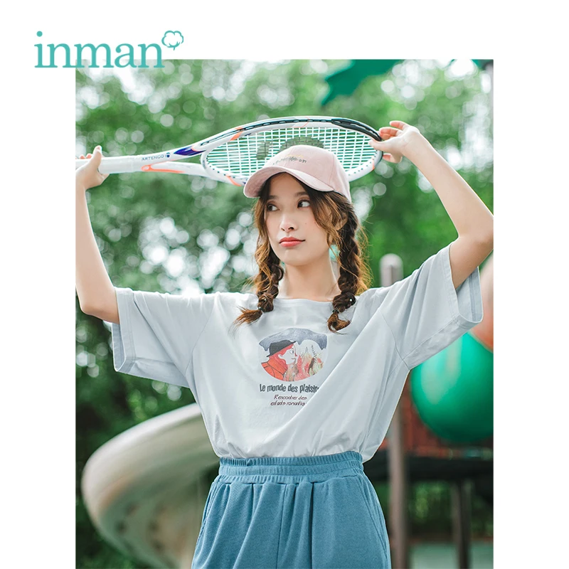 

INMAN 2019 Summer New Arrival O-neck Korean Casual Student Style All Matched Basic Loose Slim Short Sleeves Women T-Shirt