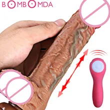 8 Mode Vibrating Realistic Penis Dildo Automatic Telescopic Heating Real Penis Dildos Thrusting Masturbator Sex Toys for Woman