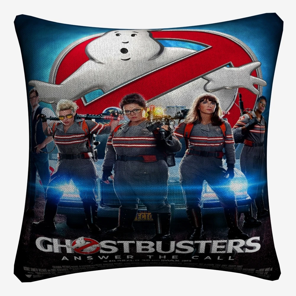 Ghostbusters классика декоративная льняная Наволочка на подушку размером 45*45 см