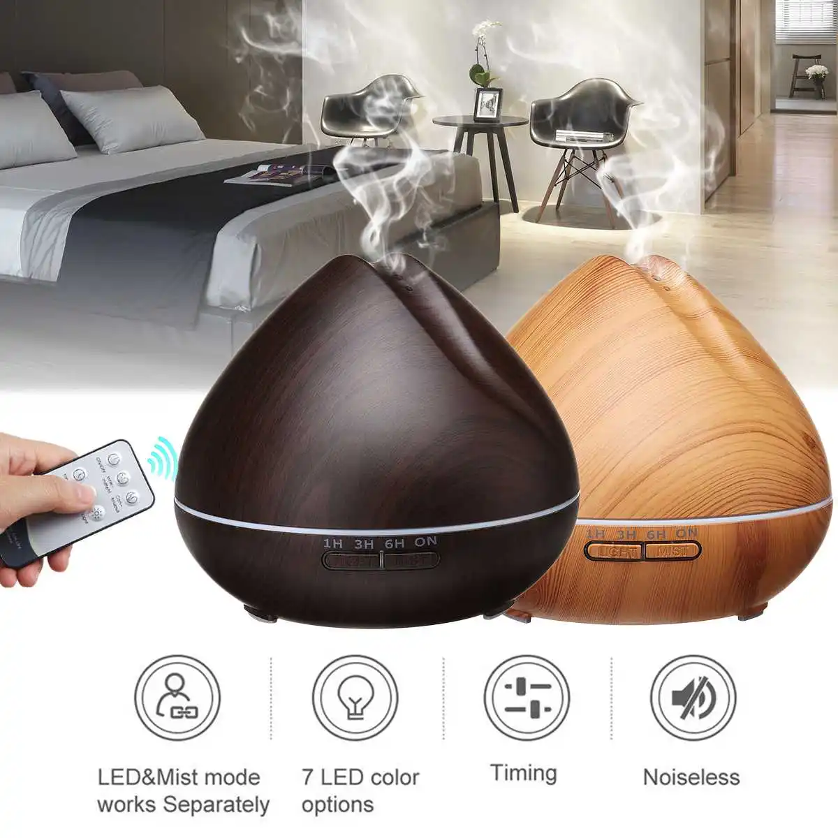 

LED Ultrasonic Aroma-Essential Oil Diffuser Air Humidifier Purifier Aromatherap 7 Color Change Night light Cool Mist for Office