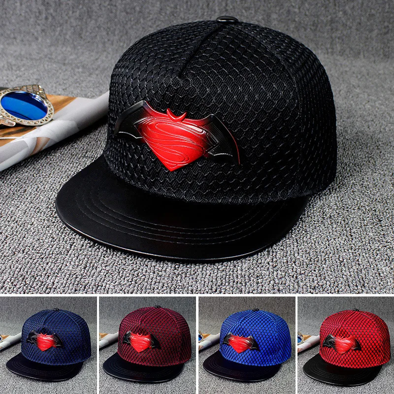

Net Flat Edge Hip-Hop Hats Bat War Superman Metal Iron Standard Men And Women Gradual Change Iron Hip Hop Baseball Hat