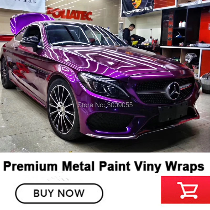 

Highest quality super Gloss metallic vinyl Metal paint wrapping film Purple solvent based low initial tack adhesive
