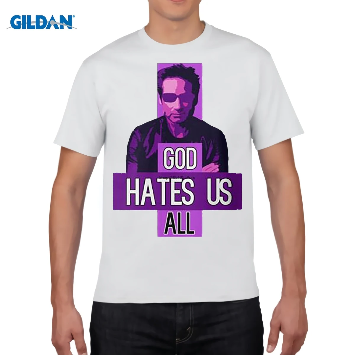 

GILDAN designer t shirt God Hates Us All - Hank Moody - Californication printing 100% cotton short sleeve fashion t-shirts