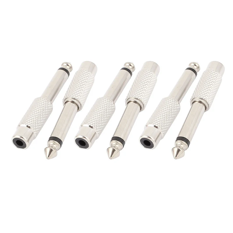 

CATS 6.3mm 0.6cm Mono Male Connector to RCA Female Jack Audio Adapter 6pcs