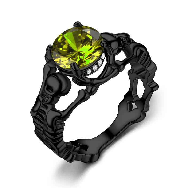 

Skull skeleton Hand Crystal Ring European and American Punk Women Ring skull jewelry Dropshipping