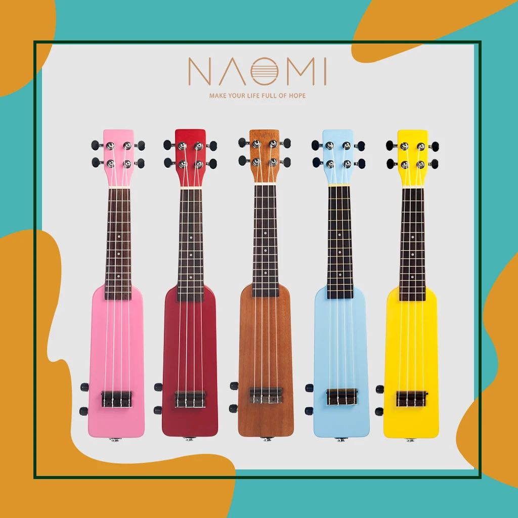 Электрический Укулеле NAOMI 21 ''дюймов, беззвучная электрическая укулеле в форме бутылки, 4 струнные аксессуары для гавайской гитары W/Gig Bag
