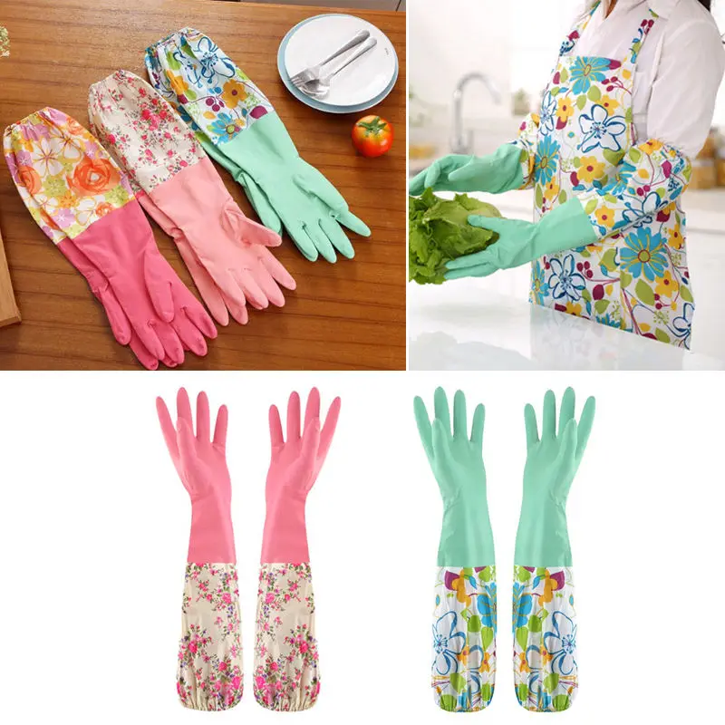Резиновые латексные для мытья посуды очистки толстые теплые длинные кухонные перчатки инструмент
