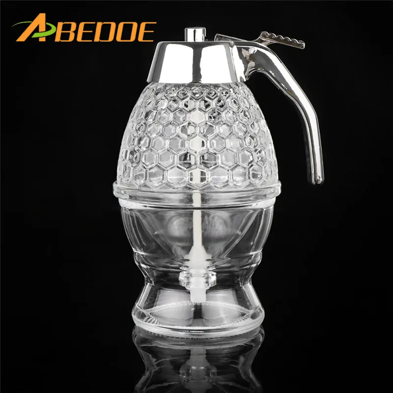 

ABEDOE 200ML Honey Dispenser Jar Container Cup Juice Syrup Kettle Kitchen Bee Drip Stand Holder Portable Acrylic Storage Pot