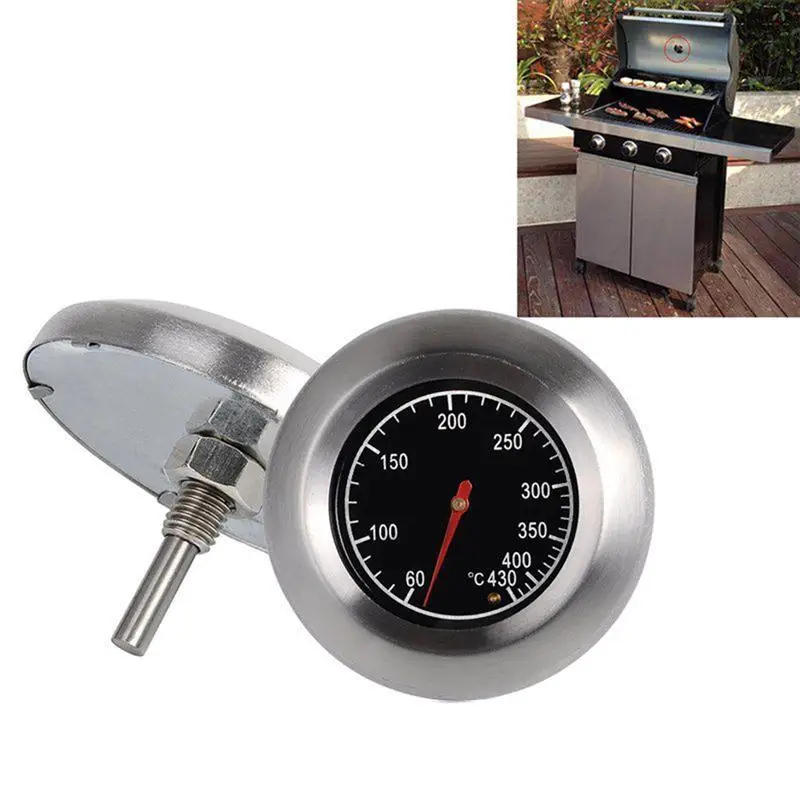 7.6cm Outdoor Stainless Steel BBQ Oven Thermometer Temp Gauge Oval
