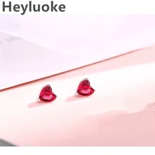 Ограниченная распродажа, высокое качество, сиреневого цвета Высокое качество 925 стерлингового серебра в форме сердца серьги-гвоздики с кристаллами для женщин; ювелирные изделия из драгоценных камней