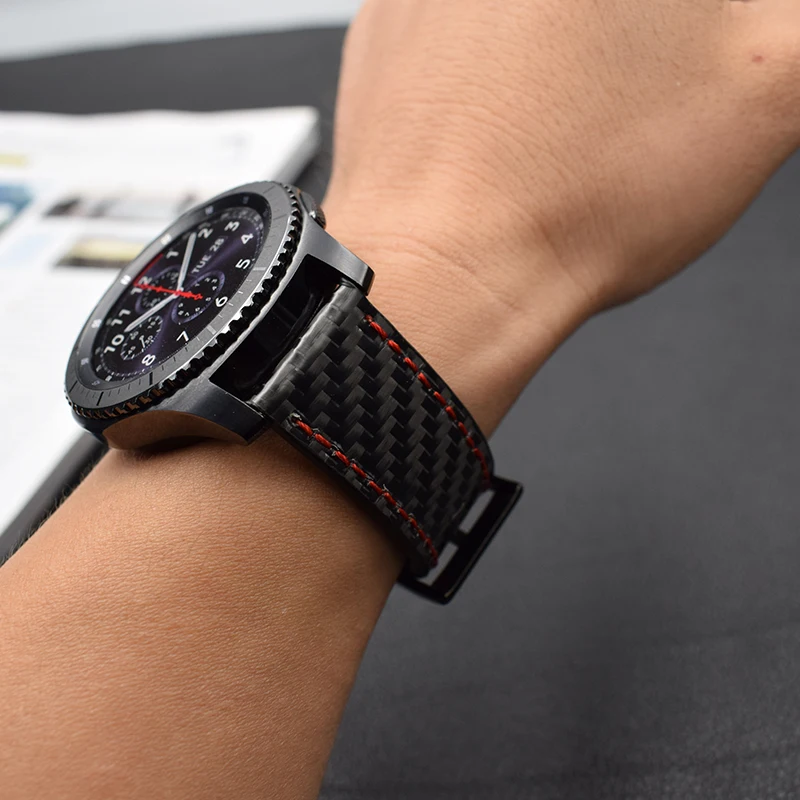 Newest Real Carbon Fiber Watch Band For Huawei Watch 2 Pro Straps For Samsung Gear S3 S2 Gear Sport For Galaxy Watch Watchbands