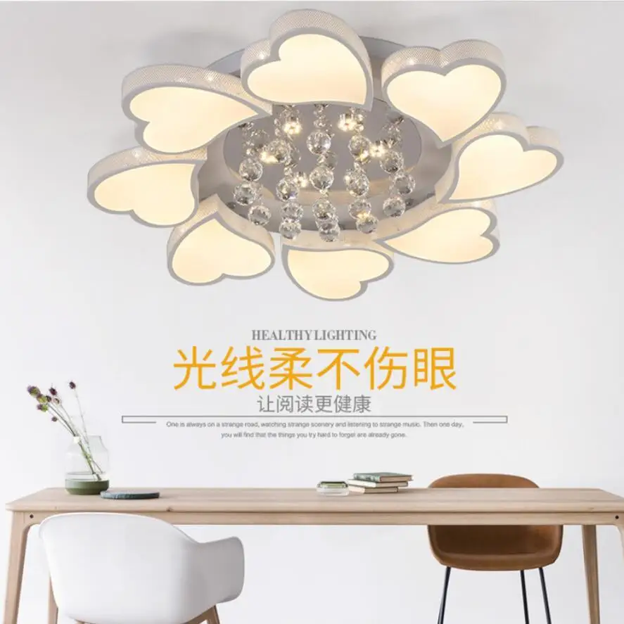 

New Heart-shaped Led Crystal Chandelier Led Lamps Romantic Acrylic Chandeliers High Power Bright Led Lustre Light Pendant Z15