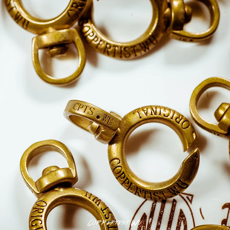coppertist.wu Lettering universal ring Handmade Brass Metal Key Holder