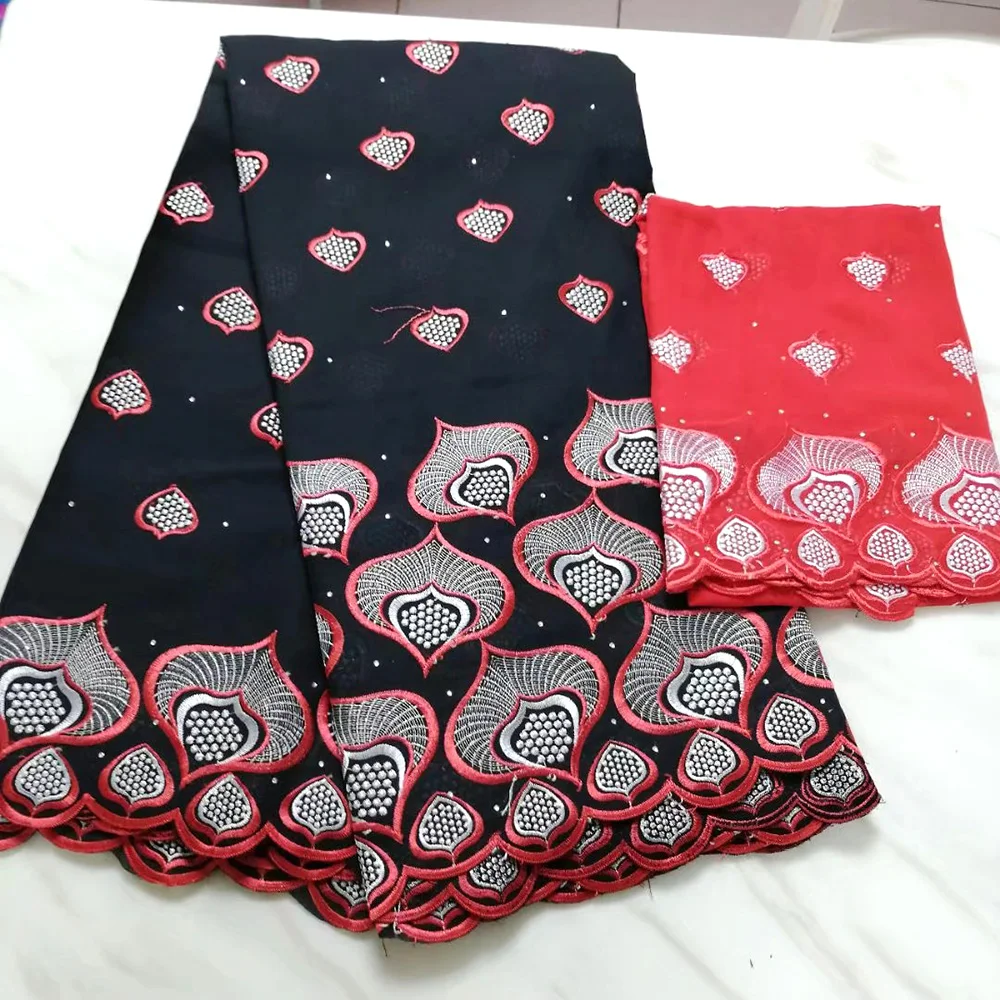 

Latest African Swiss Lace for Wedding gifts High Quality Black Cotton Lace and Head Scarf African lace fabric for Women Dress